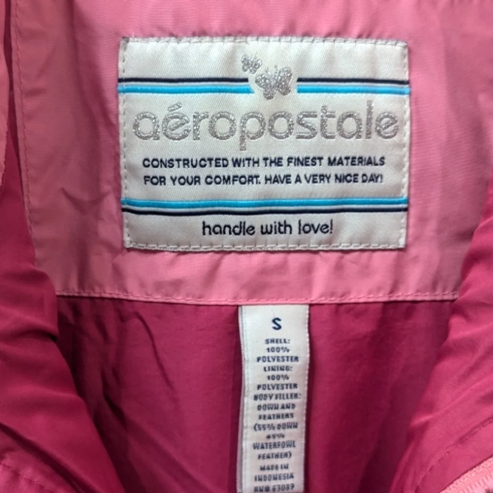 Aeropostale Girl's Two-Tone Pink Down Quilted Puffer Full Zip Vest (S) - Picture 3 of 5